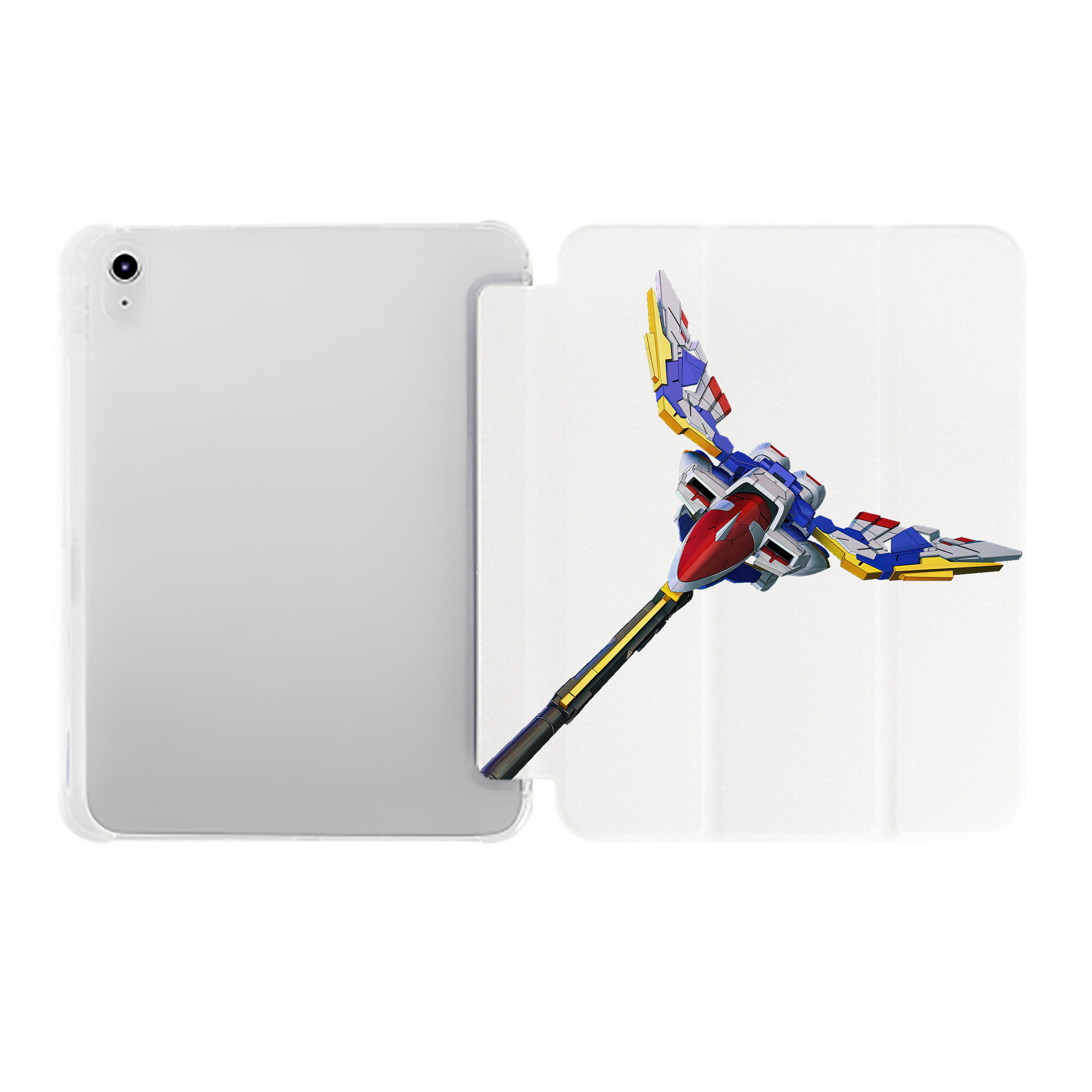 （画像用） 機動戦士ガンダム Mobile Suit Gundam IPad ケース ペン収納付き 三つ折りスタンド PUレザー×シリコン 対応機種9.5/10.5/10.9インチ